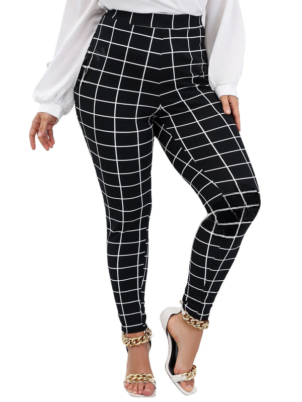 Plus Plaid Print Skinny Pants