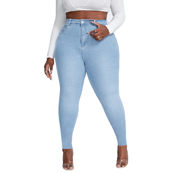 Women's High Waist Plus Size Skinny Denim Pencil Pants