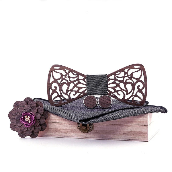 Wooden Bow Ties Gentleman Groom wooden neckties Butterfly Wedding Party Bow Ties Butterfly Wooden Tie For Man