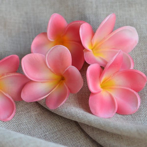 10PCS Hawaiian Flowers Fake Plumeria Foam Frangipani Flower Heads 9cm size