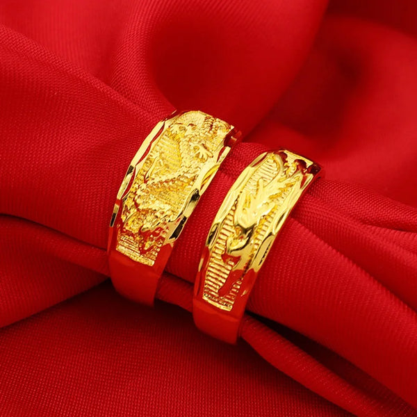 24KT Gold Dragon Phoenix Ring For Women & Men Adjustable Vintage Ring