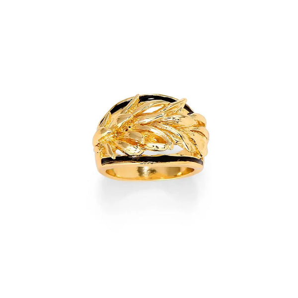 Hawaiian Black Pearl Gold Plated Jewelry Ring