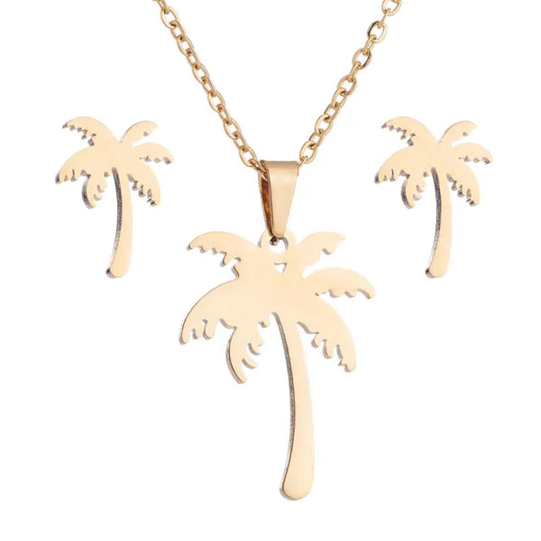 Steel Coconut Tree Jewelry Sets