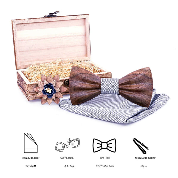 Wood Wooden Bow Tie