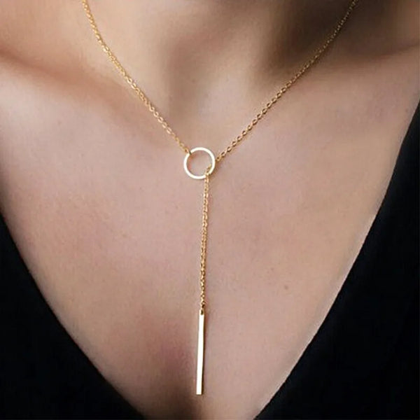 Unique Circle Bar Pendant Necklace