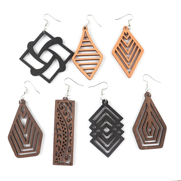 Natural Wooden Earrings Simple Style