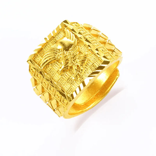 Real 100% Pure 24K Gold Color Eagle Ring for men brother women Jewelry