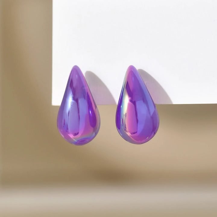 Acrylic Chunky Teardrop Stud Earrings