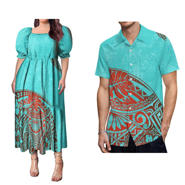 Fiji Island Style Dress Polynesian Couple Matching Outfits