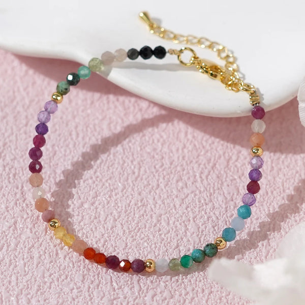 18K Gold Plated Multicolored Gemstone Bracelets