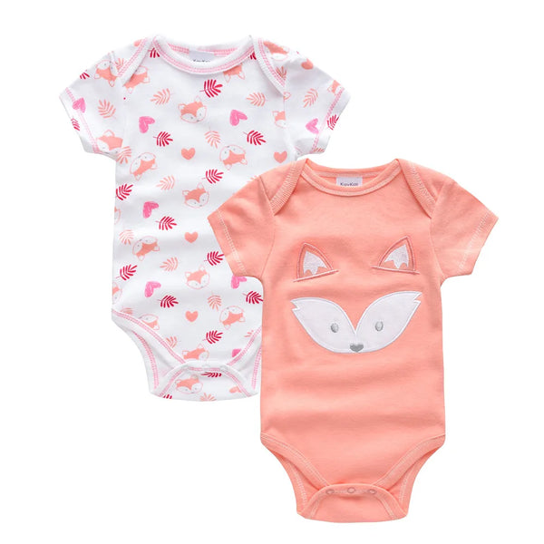 Baby Girl & Boy 2 PCS/SET Short Sleeve Cute Animal Print Overalls Jumpsuit