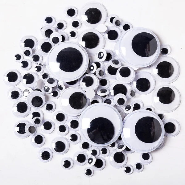 DIY Movable Eyes Simulation Animal Eyeball Black White Color Self-Adhesive Doll Eye Kindergarten Children Craft Supplies