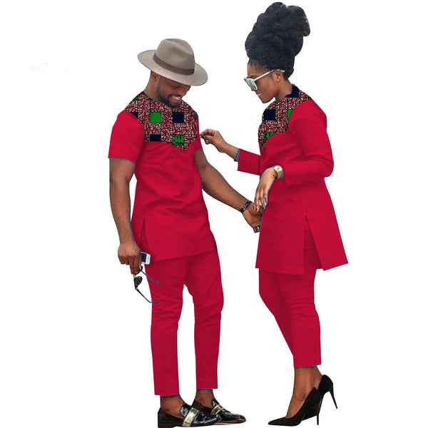 African Clothes for Couple Matching Top and Pants Sets