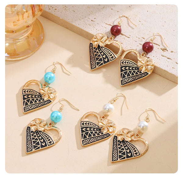 Hawaiian design Heart Shape Earrings