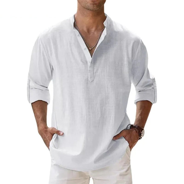 New Cotton Linen Shirts for Men Casual Shirts Lightweight Long Sleeve