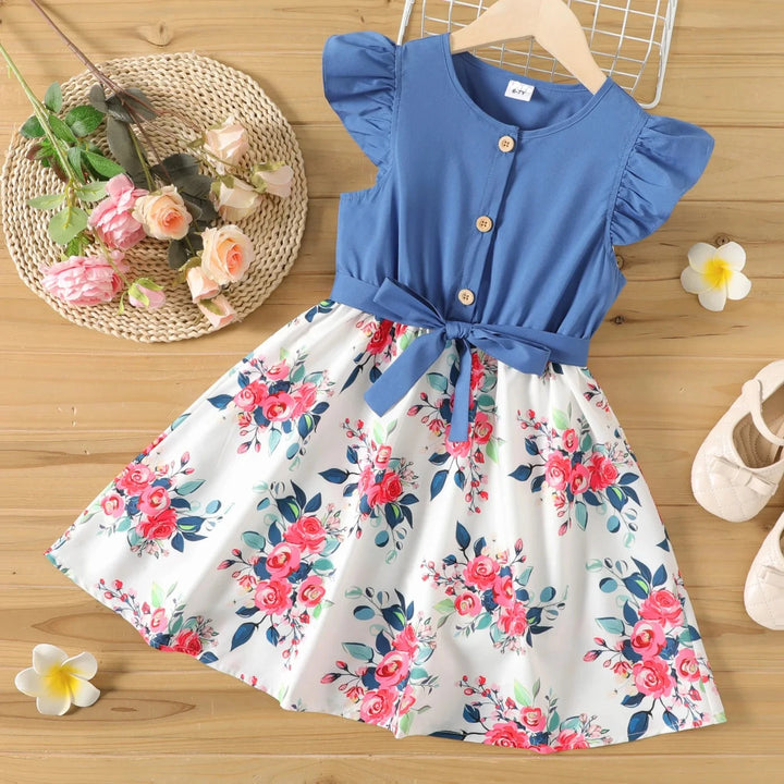 2 Girl's Dresses Floral Print 