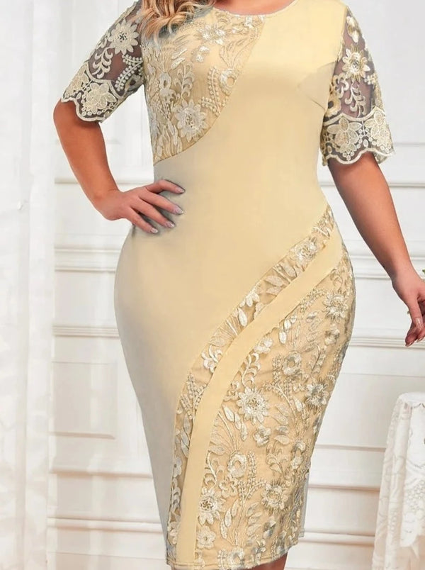 Lace Splice Pencil Dress