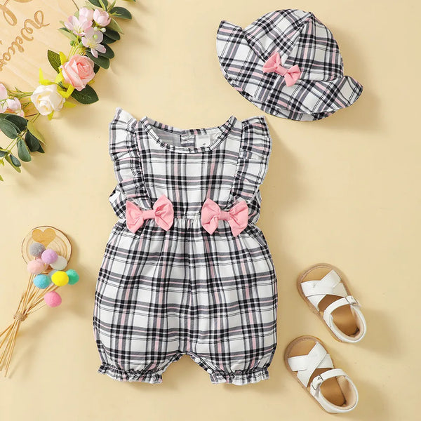 Newborn Baby Girl Clothes Romper +Hat 2Pcs Suits