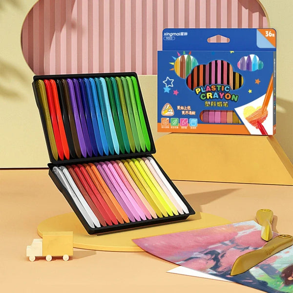 New drawing without dirty hands crayons 36 colors triangular rod shape washable and erasable crayons