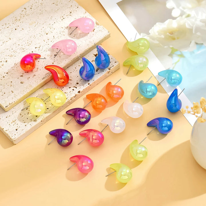 Acrylic Chunky Teardrop Stud Earrings