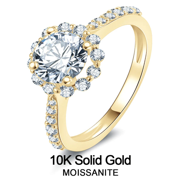 10K Solid Gold Women Rings Certified 1.0 Carat Round