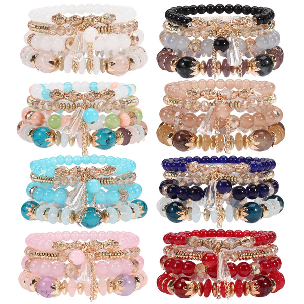 Women Multilayered Bracelet Pendant Charm Stretch Bangles