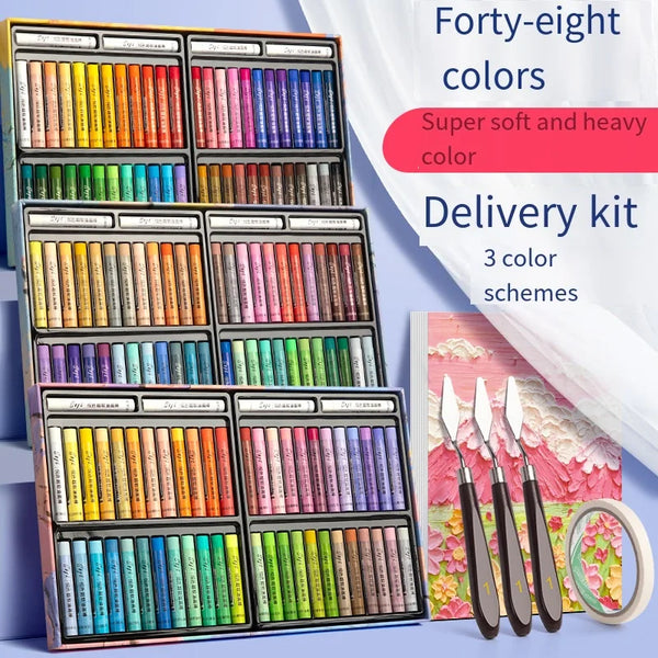 48 Colors Super Soft Heavy Color Oil Painting Stick Soft Crayon Student Art Paper Macaron Morandi Color Oil Painting Stick