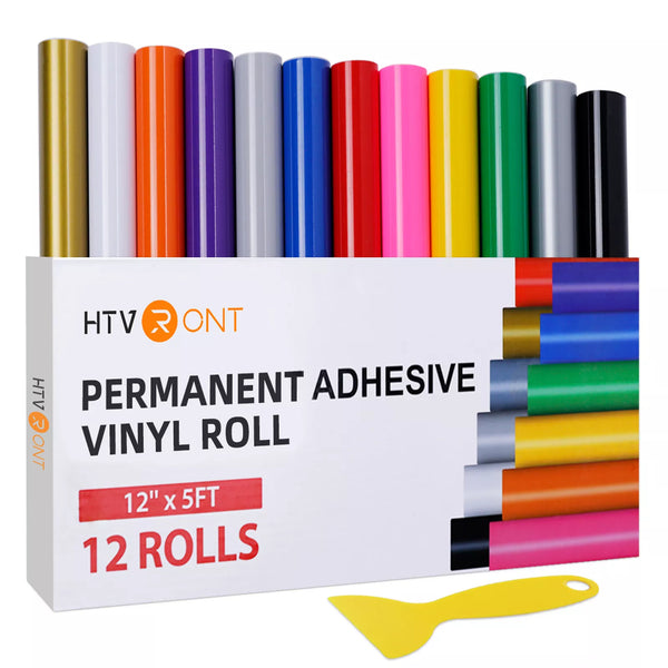 12/8 Pack HTVRONT 12X5ft Multi Color Permanent Adhesive Vinyl Rolls for Cricut Craft DIY Cup Glass Phone Case Home Decor Gift