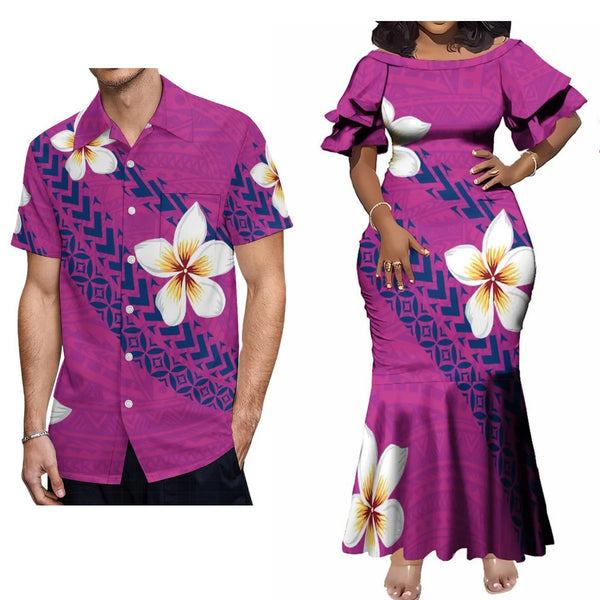 Party Tight Fishtail Dress With Stylish Men'S Beach Shirt