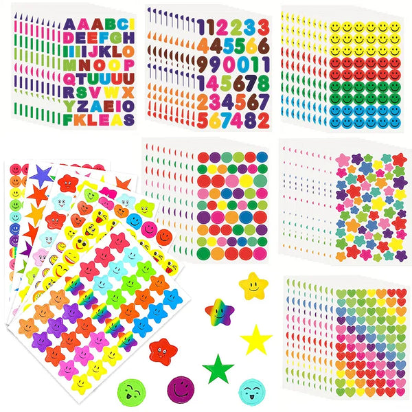 327-2250pcs Cute Notebook Laptop Decals Star Number Letter Reward Sticker For Teacher Parent Kids Gift Toys