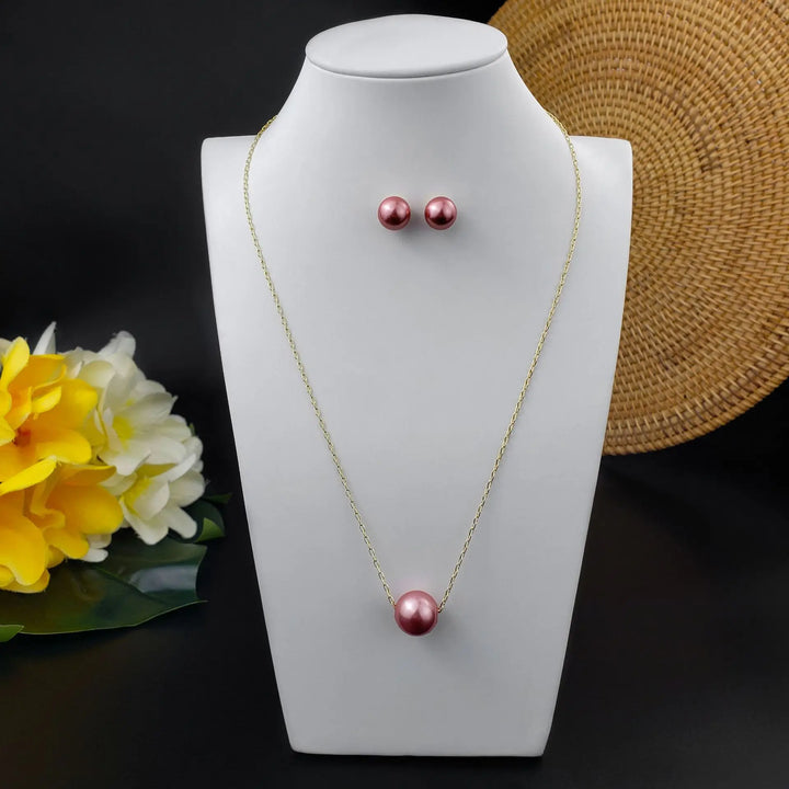 One Round Floating Pearl Jewelry Set