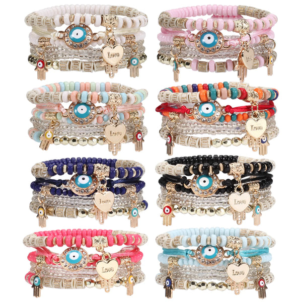 Women Multilayer Stretch Hippie Stack Beads Bracelet