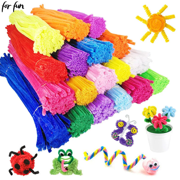 For Fun 100pcs Chenille Stem Pipe Kids DIY Creative Toy Colorful Twist Stick