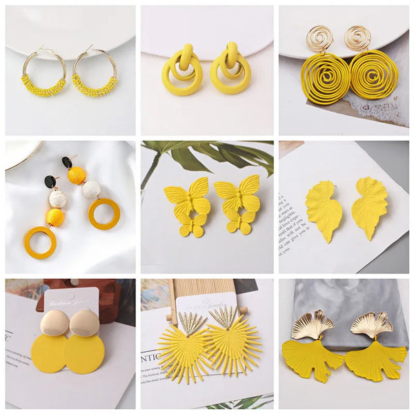 Yellow Color Hanging Earrings