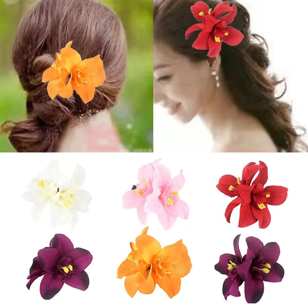 Hawaii Orchid Flowers Hair Clips