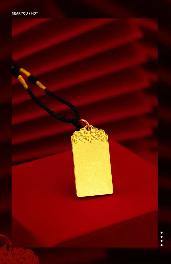 9999 real gold 24K yellow gold necklace pendant