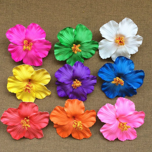 Foam Hair Clips Hawaiian Plumeria Hibiscus Flowers