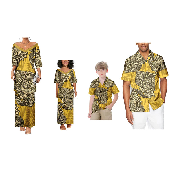 Tribal Printed Clothing Family Wear 4 Pieces Set Personalize Holiday Wear