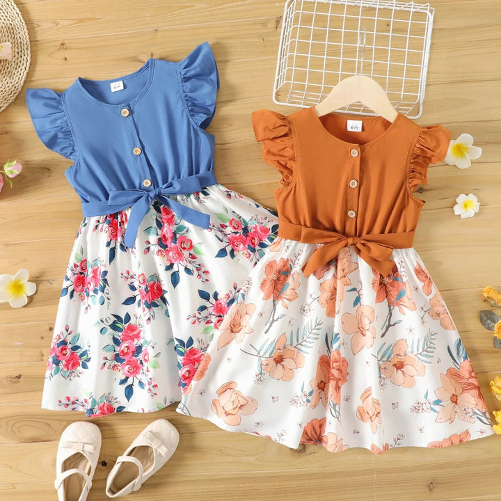 2 Girl's Dresses Floral Print 