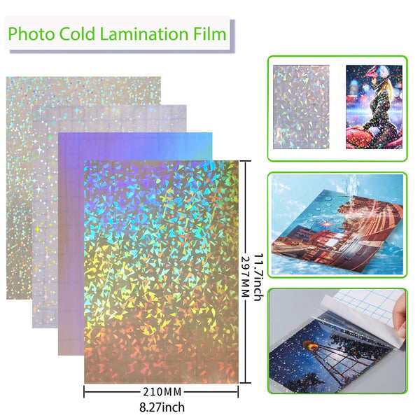 A4 Hologram Star Dot Self-adhesive paper film DIY Package Card Photo Laminating Film