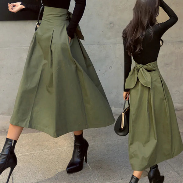 Big Swing Skirt with Wild High Waist Bow