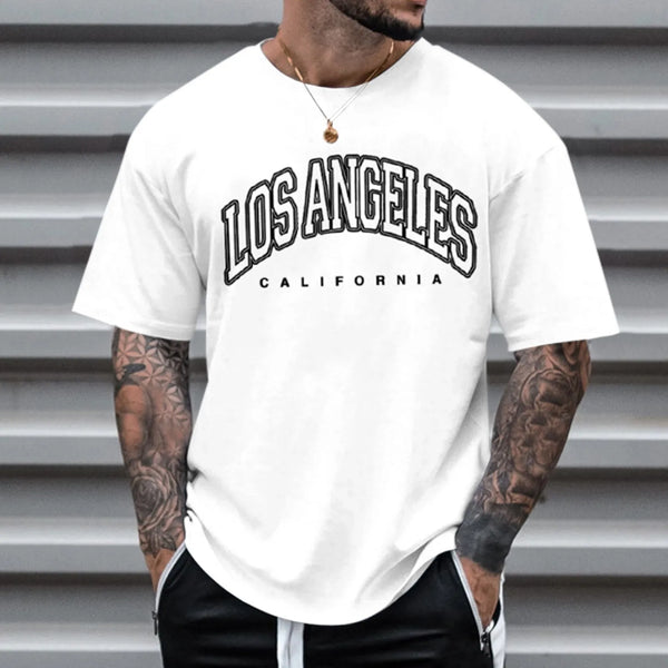 Los Angeles Letter Print T-shirts Men