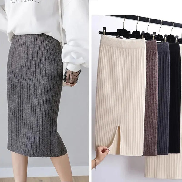 Knitted Black Pencil Skirts