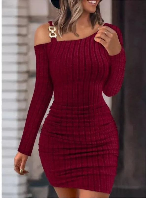 Sexy Chain Off Shoulder Mini Dress