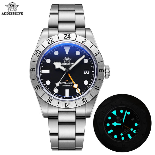 39mm Quartz GMT Watches 20Bar Waterproof Luminous Bubble Mirror Sport Glass Watch for Men