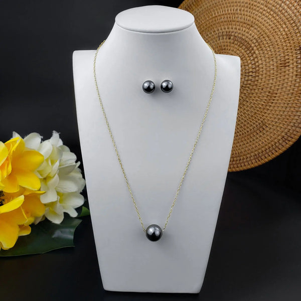 One Round Floating Pearl Jewelry Set