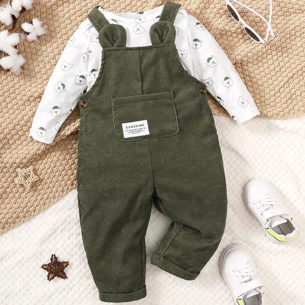 Baby Boy and Girl 2pcs Clothes Set Bear Print Bodysuit