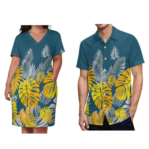 Custom Polynesian Artist Vintage Print Couple Matching Fashion Design