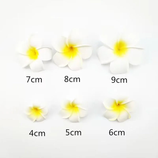 100 Pcs/Set Artificial White Plumeria Flower Hair Clips