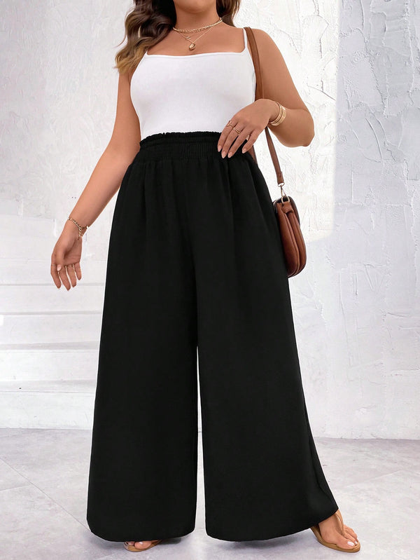 Plus Paperbag Waist Wide Leg Pants